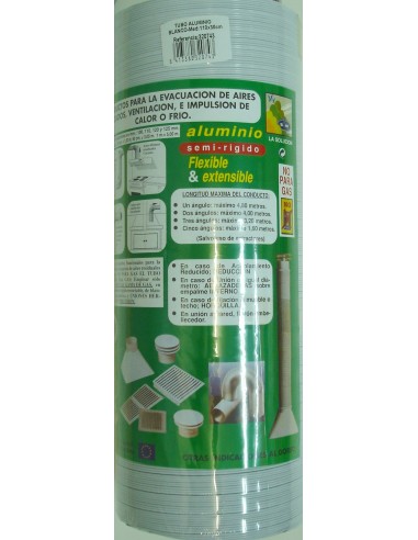 Tubo de aluminio semirígido flexible y extensible blanco 110 mm (hasta 1