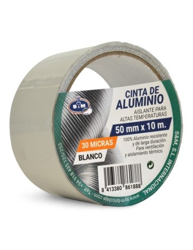 Cinta blanca de aluminio para sellar 50 mm x 10 m