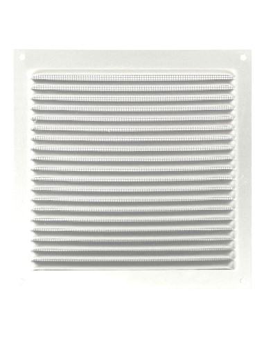 Rejilla cuadrada de aluminio blanco para exterior con mosquitera 17 x 17 cm