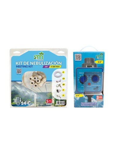 Kit 10 m Nebulización 3/8 “- 10 Toberas + Programador Nebulización Pilas/Autónomo