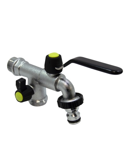 Grifo de latón para dos mangueras