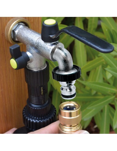 Grifo de latón para dos mangueras