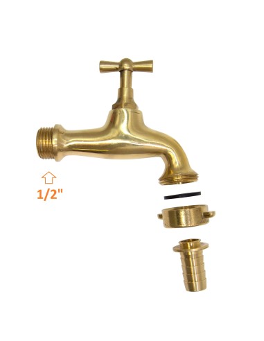 Grifo regulable de latón con toma para manguera | S&M Garden