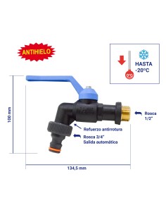 Grifo Esfera Antihielo Toma Automática a Manguera - 1/2'' 2