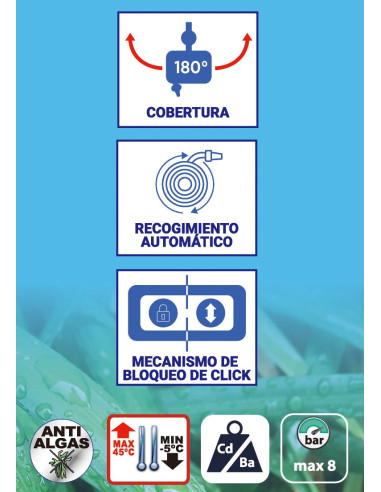 Enrollador de manguera Azul 20 + 2 metros | S&M Garden
