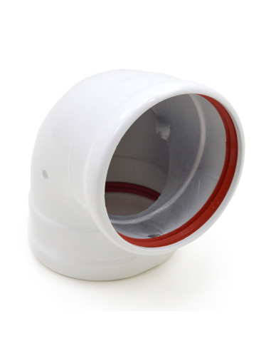 Codo de aluminio blanco de 90° y 100 mm