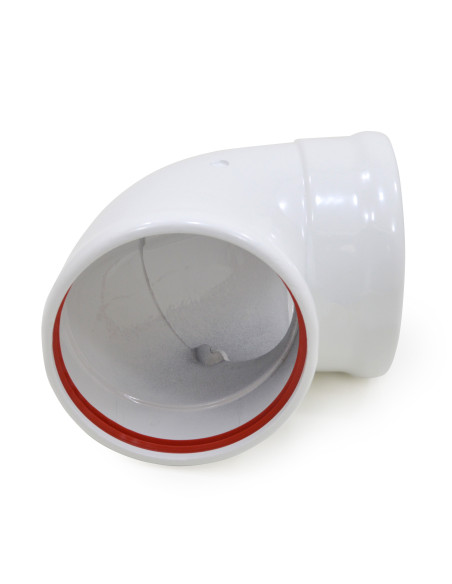 Codo de aluminio blanco de 90° y 100 mm