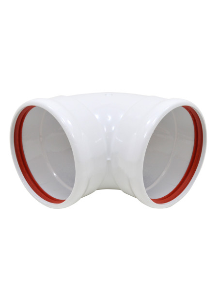 Codo de aluminio blanco de 90° y 100 mm