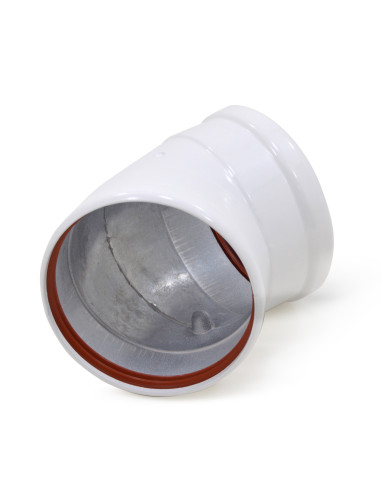 Codo de aluminio blanco de 45° y 125 mm
