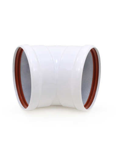 Codo de aluminio blanco de 45° y 125 mm