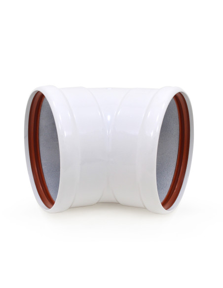 Codo de aluminio blanco de 45° y 125 mm