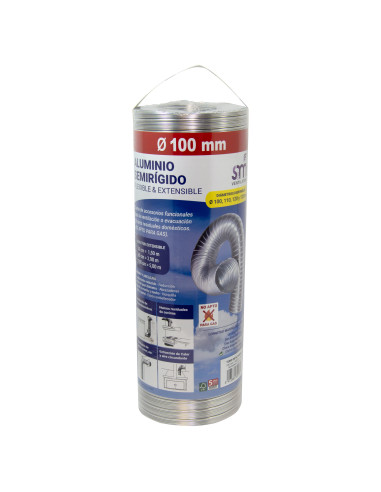 Tubo de aluminio semirigido flexible y extensible 100 mm (hasta 1,5 m)