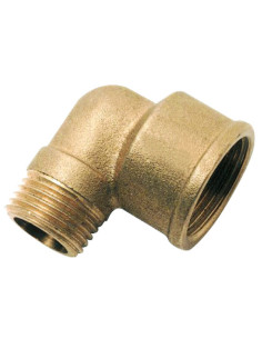 Codo de latón con roscas macho-hembra