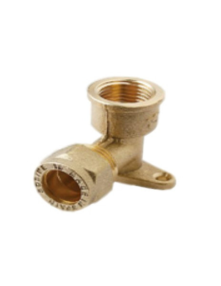 Codo bicono mural de compresión con rosca hembra 1/2" - 15 mm