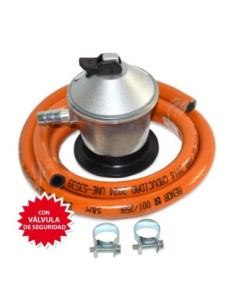 Kit regulador de gas butano con válvula de seguridad + tubo 1