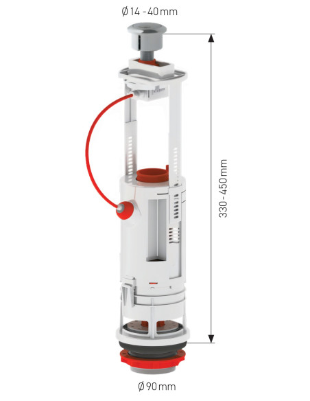 Descargador universal con doble pulsador - ahorro de agua